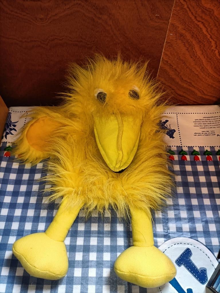 Kraai handpop vogel geel rekenhulp school 38 cm groot, Ophalen of Verzenden, Zo goed als nieuw, Overige typen