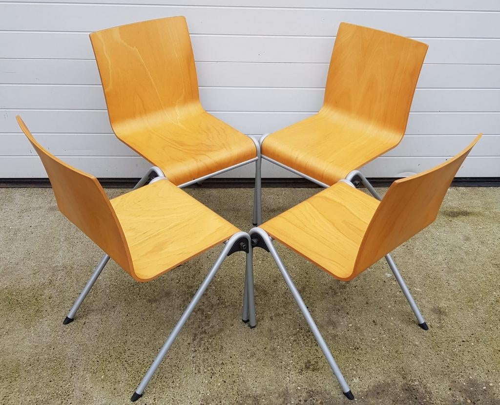 16 x Drabert design stoelen cafestoelen schoolstoelen hout, Huis en Inrichting, Stoelen, Bruin, Ophalen of Verzenden, Zo goed als nieuw