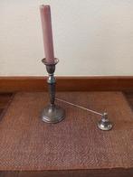 Verchroomde kandelaar 18cm plus, kaars dover 22cm geldrop, Antiek en Kunst, Ophalen of Verzenden, Zilver