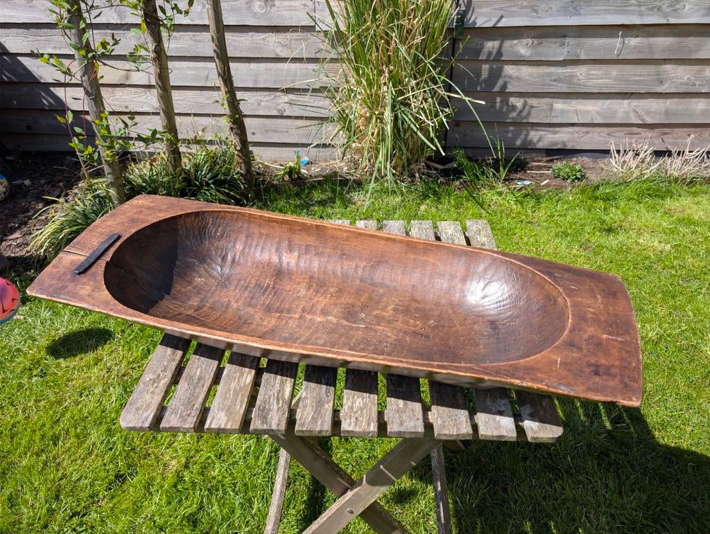 Grote houten trog / fruitschaal - 90x35 cm, Antiek en Kunst, Ophalen