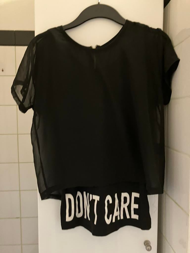 I dont’t care top shirt Coolcat mt S, Kleding | Dames, T-shirts, Ophalen of Verzenden, Zo goed als nieuw, Korte mouw