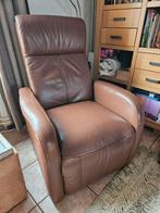 Bruine relaxstoel met voetensteun - Gebruikt, Ophalen, Gebruikt, 75 tot 100 cm, Leer