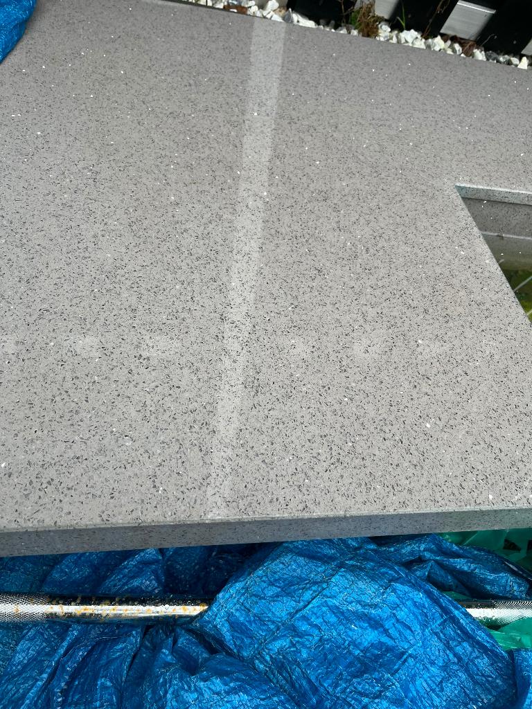 Marmer composiet keukenblad, Huis en Inrichting, Keuken | Keukenelementen, Ophalen, Gebruikt, 200 cm of meer, 200 cm of meer
