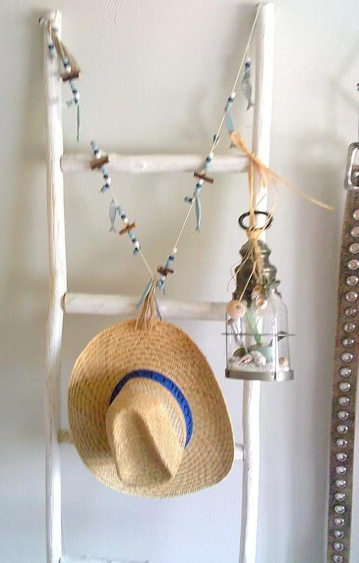 Robuuste decoratieve wit houten ladder/ rek/trap, Ophalen, Hout, Gebruikt, Landelijk
