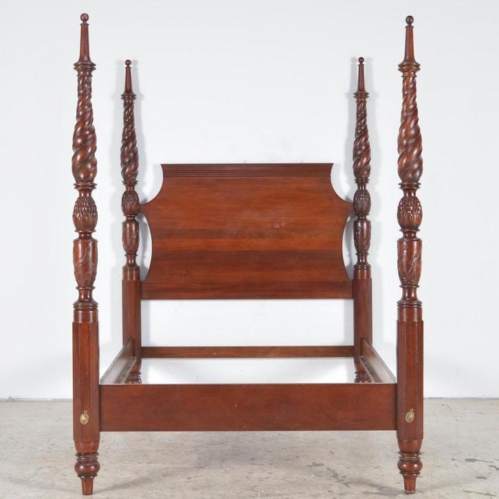 Antiek Palmer Plantation Bed - Mahoniehouten Hemelbed, Huis en Inrichting, Slaapkamer | Bedden, Gebruikt, Tweepersoons, Overige maten