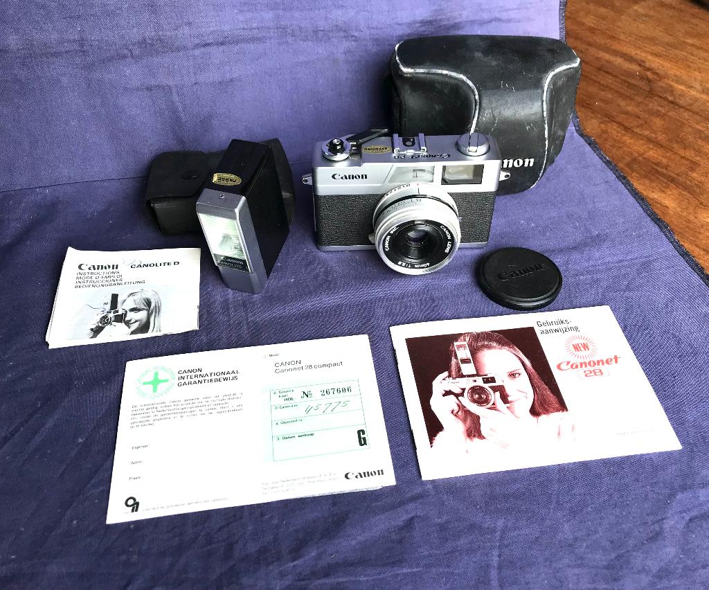 CANON Canonet 28 + flitser, Audio, Tv en Foto, Fotocamera's Analoog, Ophalen of Verzenden, Gebruikt, Compact, Canon