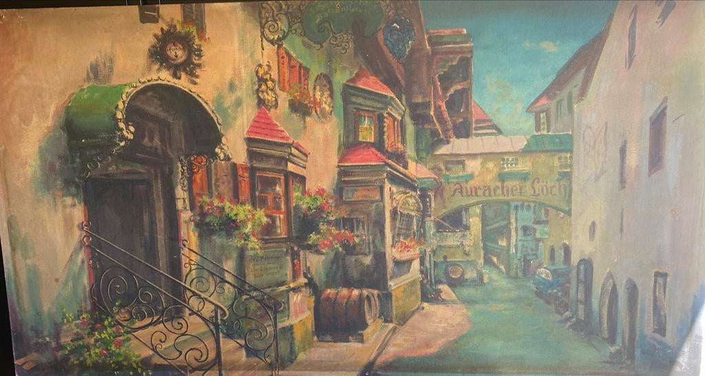 Schilderij 'Auracher Löchl' - Oostenrijkse straatscène, Ophalen of Verzenden