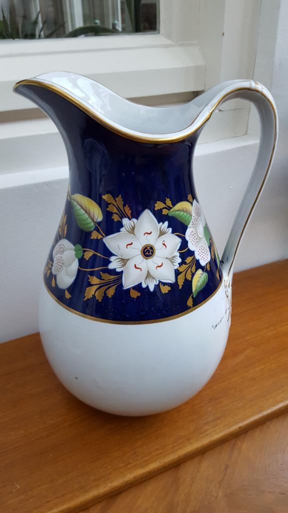 grote Engelse waterkan kobalt blauw met goud en bloemen, Antiek en Kunst, Ophalen of Verzenden