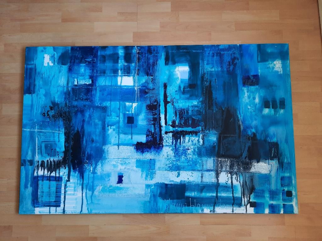 Schilderij thema Blauw Blauw Blauw ter overname, Antiek en Kunst, Ophalen