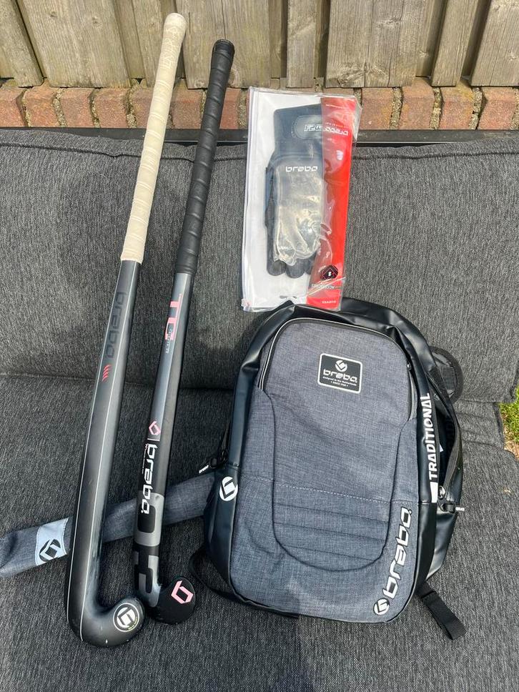 Brabo hockeyset met 2 sticks, tas en handschoen, Sport en Fitness, Hockey, Zo goed als nieuw, Overige typen, Ophalen