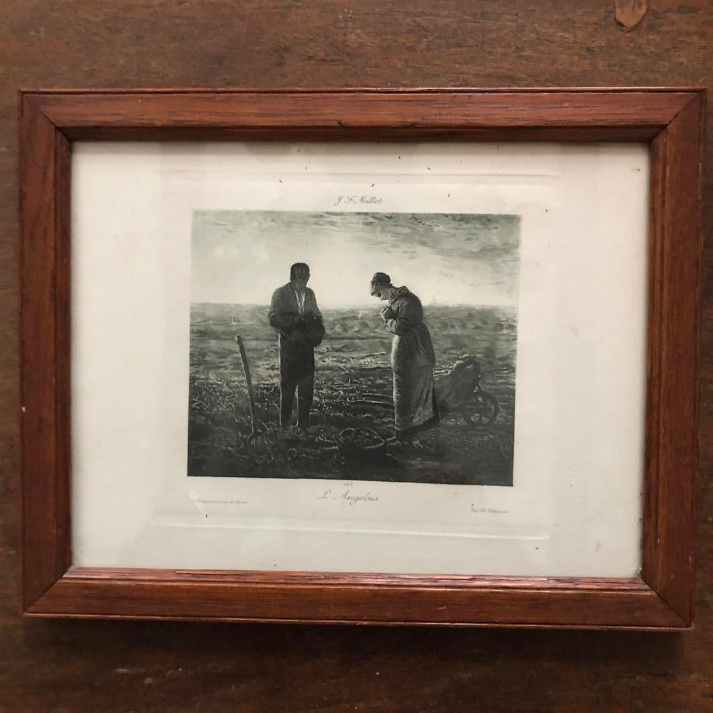 J.F. Millet - L'Angelus - Gravure in lijst, Ophalen of Verzenden, Gravure, 21 cm, Ingelijst