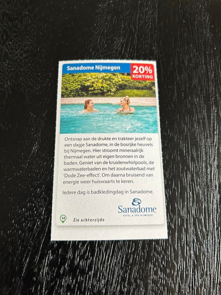 Voordeelcoupon Sanadome Nijmegen, Tickets en Kaartjes, Kortingen en Cadeaubonnen, Eén persoon, Kortingsbon, Spa of Sauna