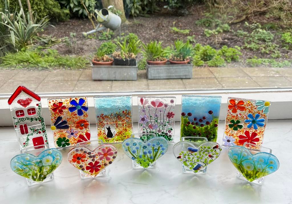 Glas glasfusing vogel roodborstje waxinelichtje, Ophalen of Verzenden, Nieuw