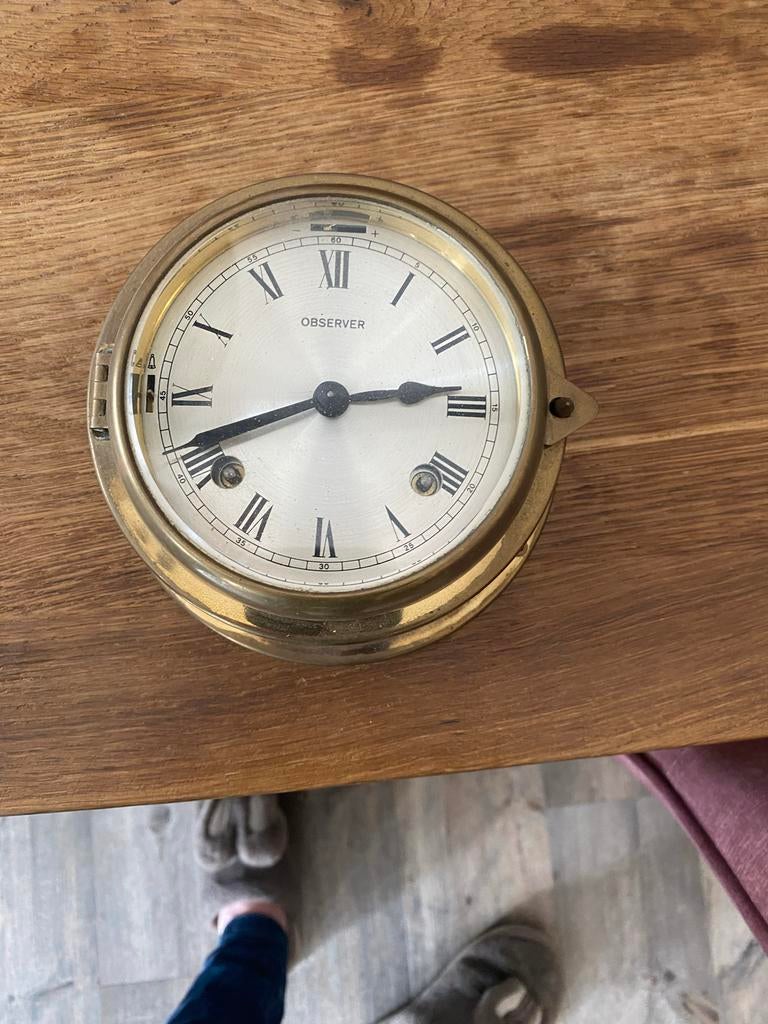 Observer scheepsklok / barometer - messing, Ophalen of Verzenden