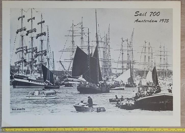 vintage poster 50 jaar Sail 1975,65x46cm,Amsterdam 700 jaar., Verzamelen, Posters, Gebruikt, Overige onderwerpen, A1 t/m A3, Ophalen of Verzenden