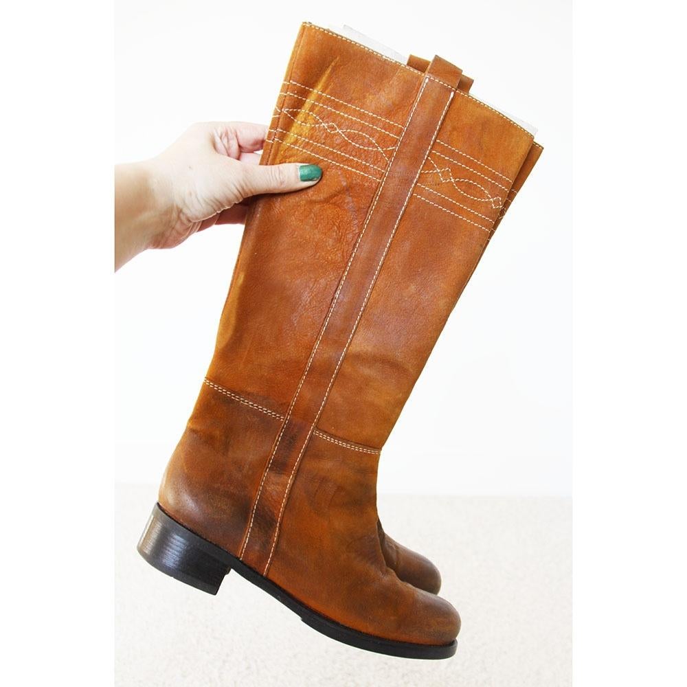 Leren Lavorazione Artigiana Laarzen -s14 (Maat 41) € 65,-, Kleding | Dames, Schoenen, Hoge laarzen, Bruin, Ophalen of Verzenden