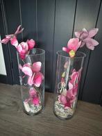 2x vazen, Overige kleuren, Ophalen of Verzenden, Minder dan 50 cm, Glas