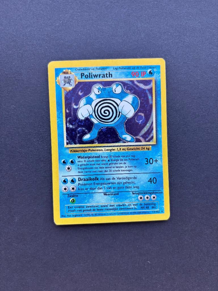 Poliwrath - Base set - 13, Hobby en Vrije tijd, Verzamelkaartspellen | Pokémon, Ophalen, Zo goed als nieuw, Losse kaart, Foil