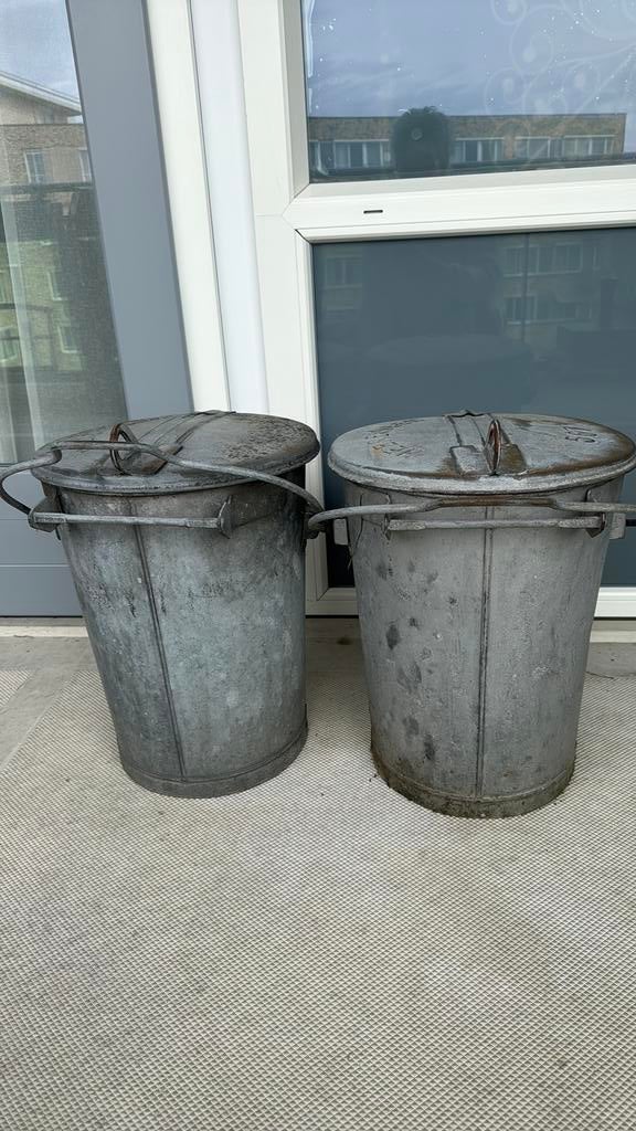 2 zinken vuilnisemmers, Huis en Inrichting, Ophalen, Gebruikt, Minder dan 50 cm