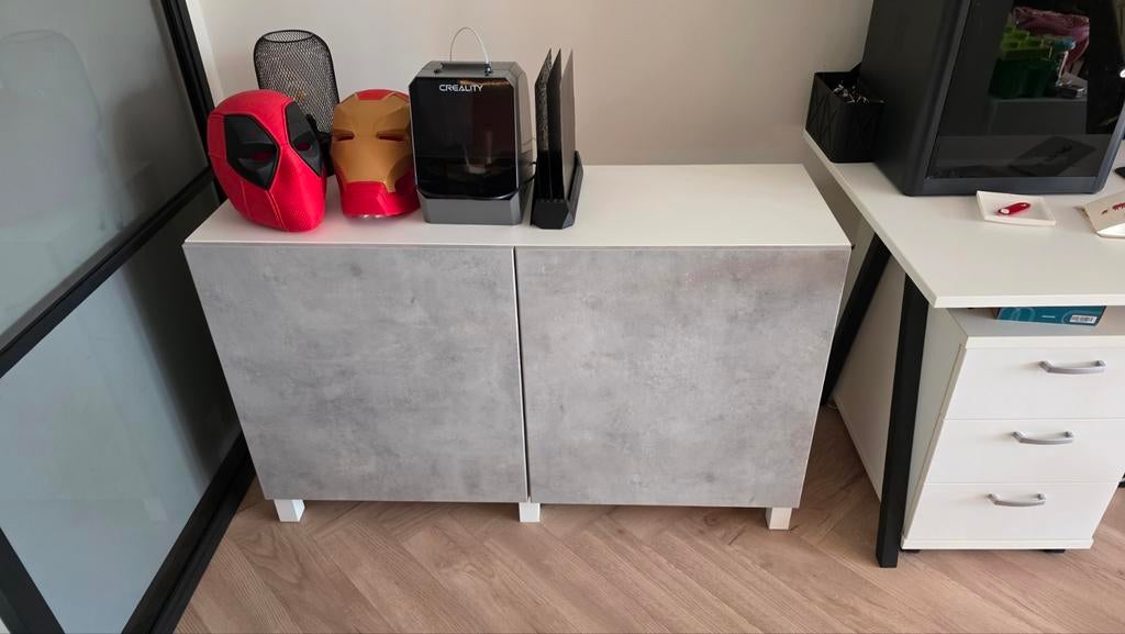 Ikea Besta kast beton look deurtjes 3d printer, Ophalen, Met deur(en), 100 tot 150 cm, Zo goed als nieuw