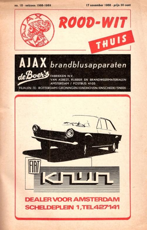 Programmaboekje Ajax - Feyenoord 17 november 1968 programma, Verzenden, Zo goed als nieuw, Ajax, Boek of Tijdschrift