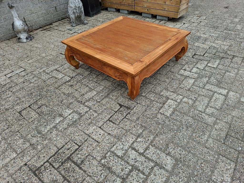 teak hout opium salon tafel, Gebruikt, Teakhout, Ophalen of Verzenden, 75 cm of meer