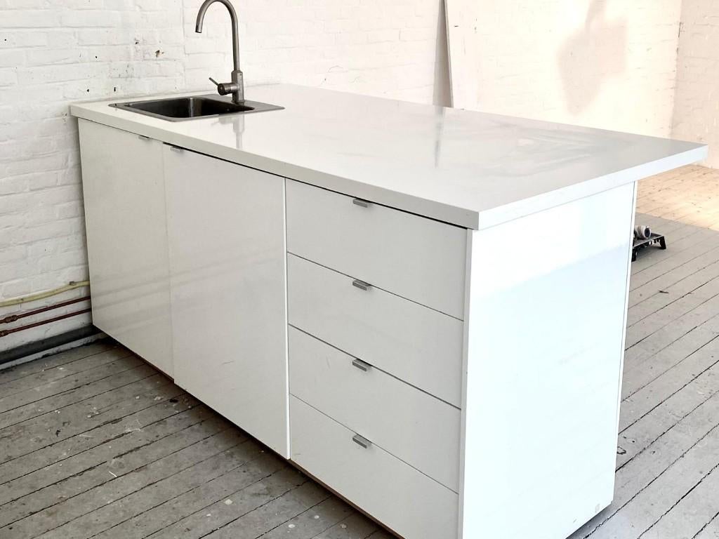 Keukenblok wit, Ophalen, Gebruikt, Wit, 150 tot 200 cm