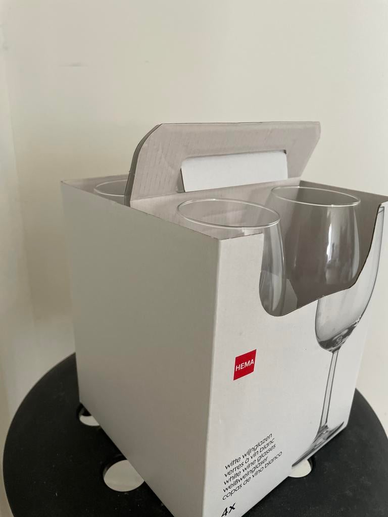 Hema witte wijnglazen - set van 4, new, Ophalen, Glas of Glazen, Nieuw, Glas