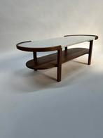 Walnoot hout natuursteen salontafel, Huis en Inrichting, Tafels | Sidetables, 100 tot 150 cm, Ophalen of Verzenden, Zo goed als nieuw