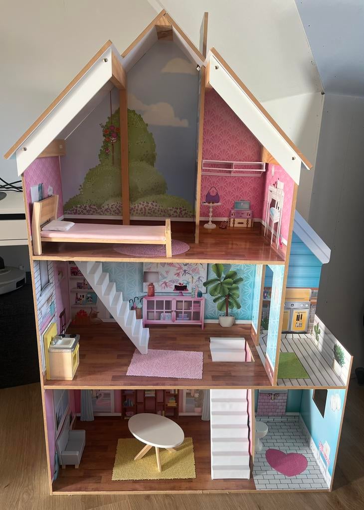 Kidkraft poppenhuis met accessoires, Ophalen, Poppenhuis