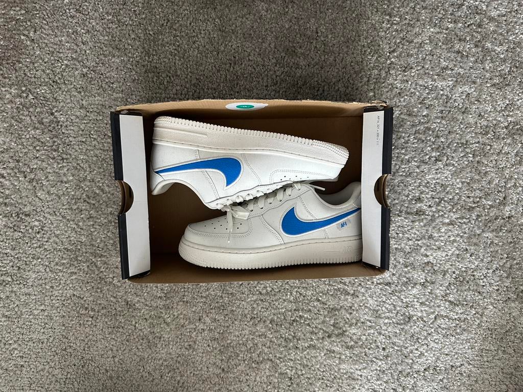 Nike Air Force 1 Low Wit Blauw, Ophalen of Verzenden, Nieuw, Wit, Sneakers of Gympen