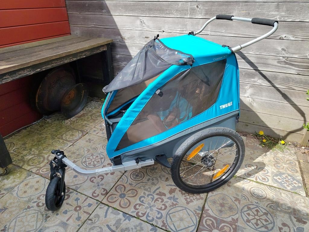 Thule Chariot fietskar (2 kinderen), Fietsen en Brommers, Fietsaccessoires | Aanhangers en Karren, Ophalen, Gebruikt, Opvouwbaar