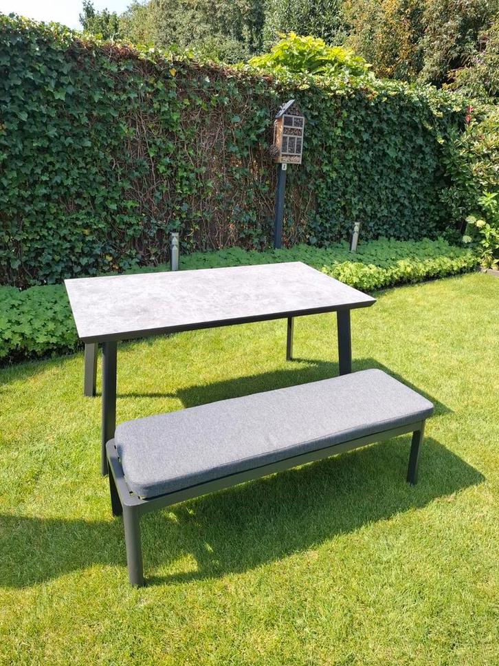 Nieuw dinnertafel met bankje, Tuin en Terras, Tuintafels, Nieuw, Rechthoekig, Aluminium, Ophalen