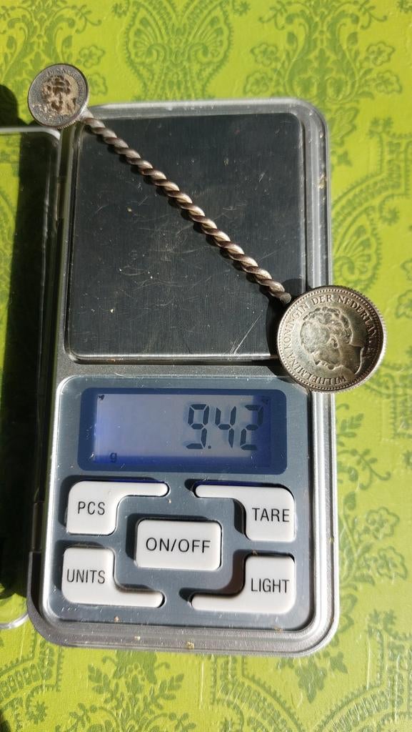 Zilveren lepel gemaakt van zilveren munten., Antiek en Kunst, Antiek | Goud en Zilver, Ophalen of Verzenden, Zilver