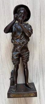 Antiek bronzen beeldje “Pecheur” – A.J. Lavergne – 30 cm, Ophalen of Verzenden
