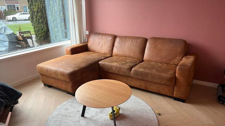 2,5 zits bank Gratis - cognac bruin - uitschuifbare zitting, Huis en Inrichting, Banken | Bankstellen, Gebruikt, Hoekbank, Driepersoons