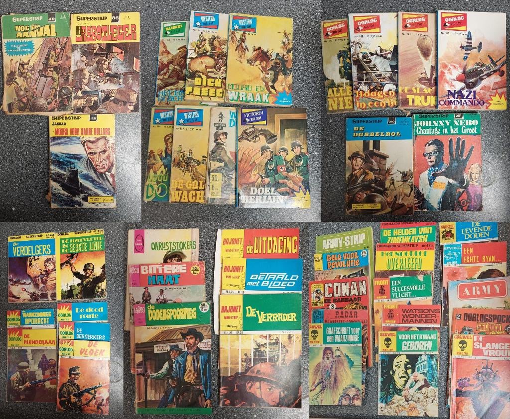 51x Vintage Stripboekjes Oorlog / Western / Pulp, Meerdere stripboeken, Ophalen of Verzenden, Gelezen