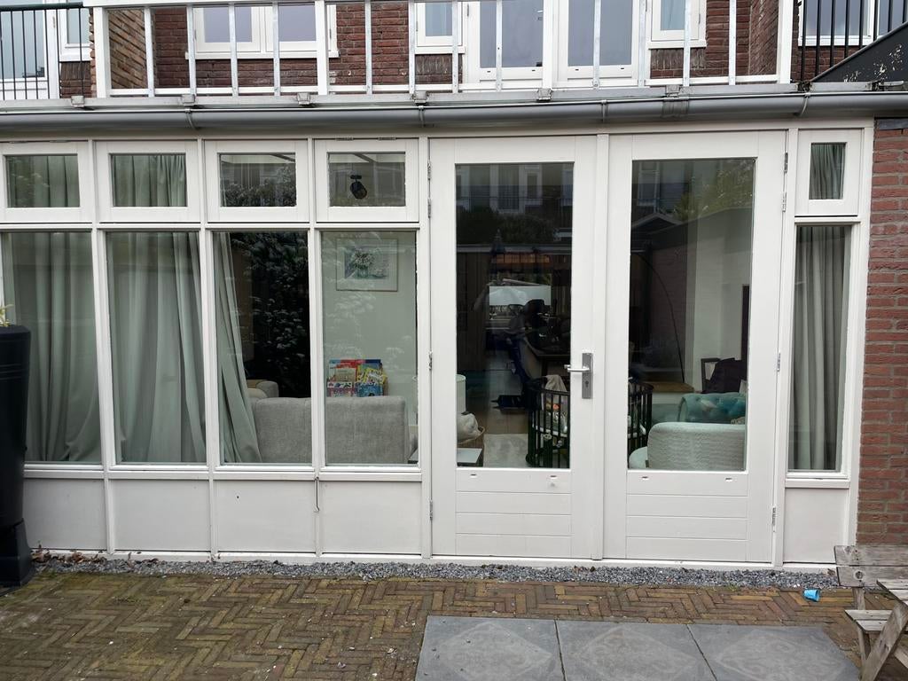 Hardhouten kozijn openslaande deuren HR++, Ophalen, Deurkozijn, 225 cm of meer, Zo goed als nieuw