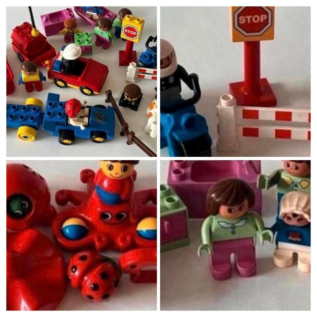 Vintage Speelgoed Lego Duplo set met poppetjes ,voertuigen, Ophalen of Verzenden, Gebruikt, Losse stenen, Duplo