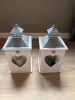 Decoratieve huisjes met stompkaarsen, Ophalen, Wit, Zo goed als nieuw, Hout