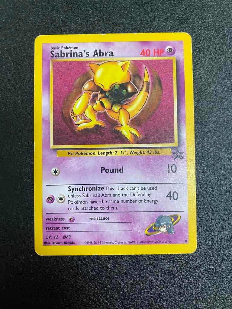 Pokemon black star promo 19 sabrina’s abra, Hobby en Vrije tijd, Verzamelkaartspellen | Pokémon, Ophalen of Verzenden, Gebruikt