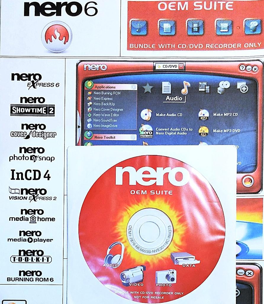 Nero 6 Xpress OEM 6.6.0.3 Suite NL XP CD-DVD Brand Software