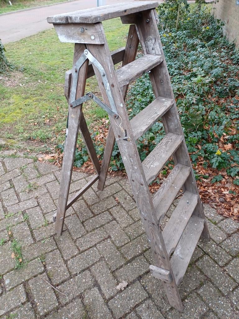 Brocante huishoudtrap of schilderstrap, Ophalen of Verzenden