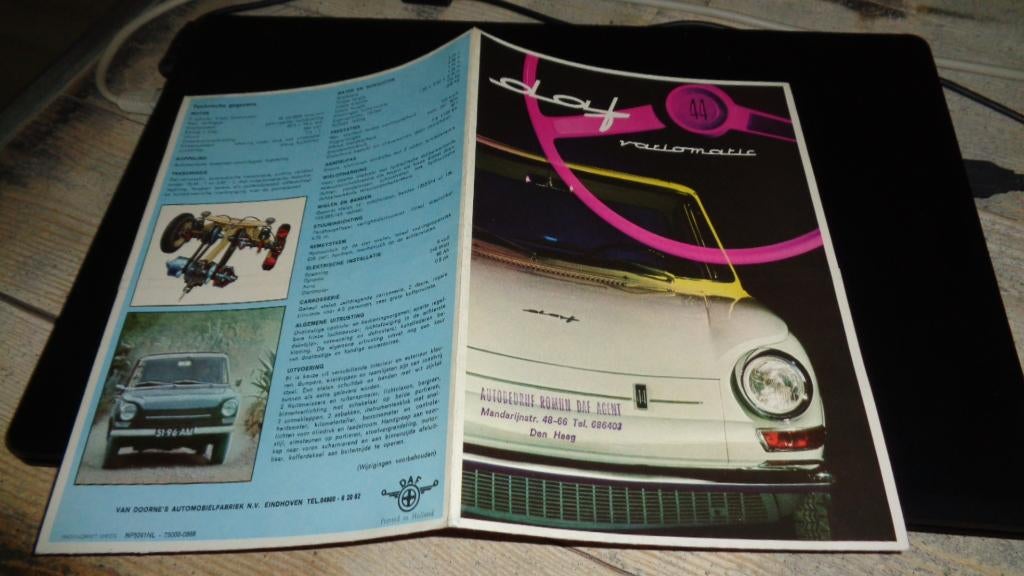 Folder  DAF  44  VARIOMATIC  ,  9-1966, Verzenden, Nieuw, Overige merken
