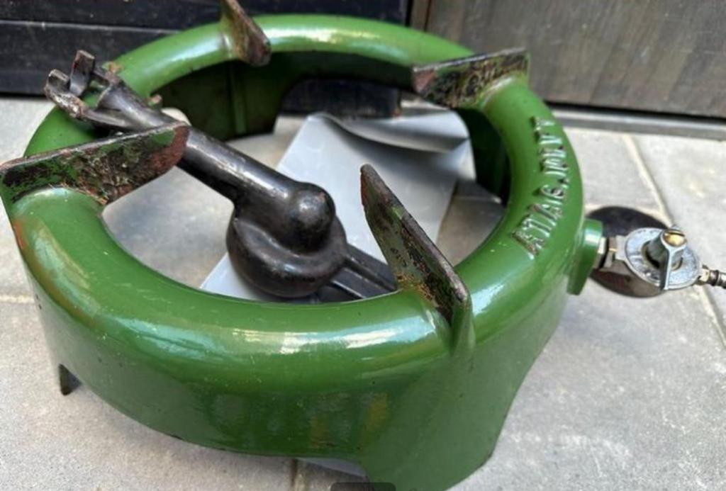 Vintage Butagas pit - Groen gasfornuisje, Witgoed en Apparatuur, Fornuizen, Ophalen, Gebruikt, Vrijstaand, Gas
