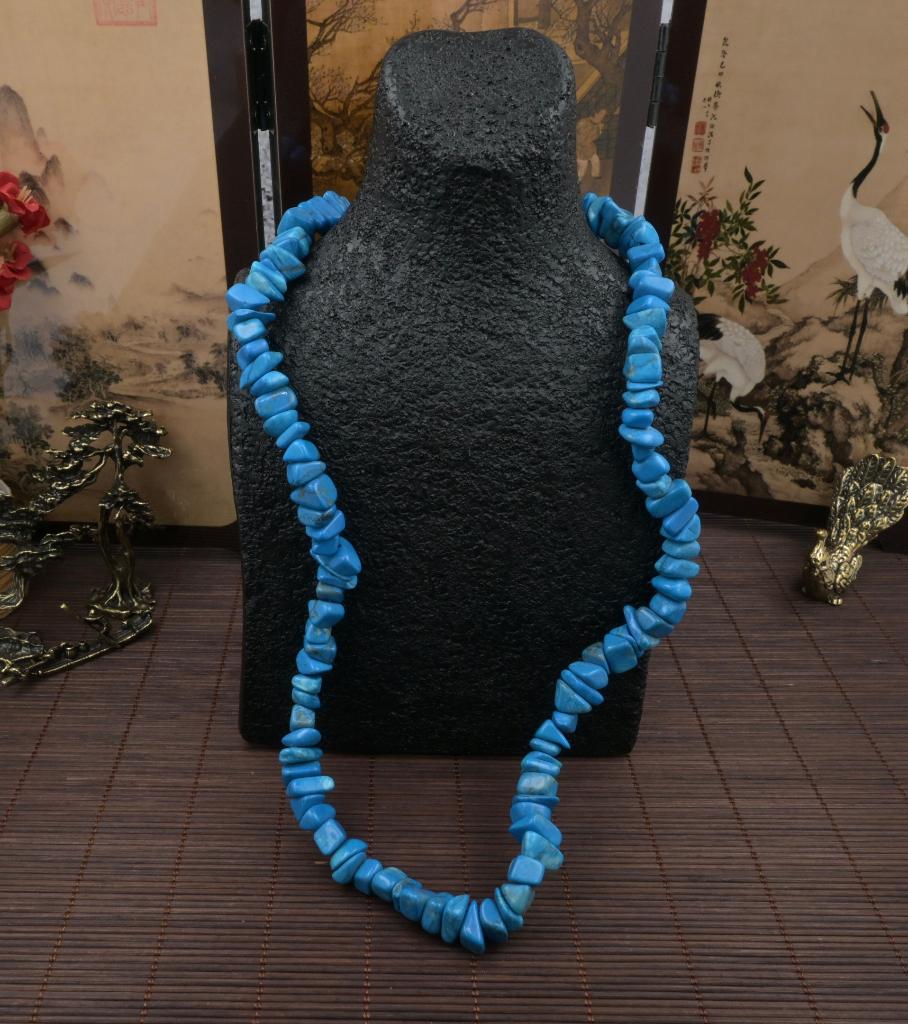 Turquoise Nugget Ketting  • Jaren 70 80 - AL.P06.D1/7, Sieraden, Tassen en Uiterlijk, Antieke sieraden, Verzenden, Overige materialen