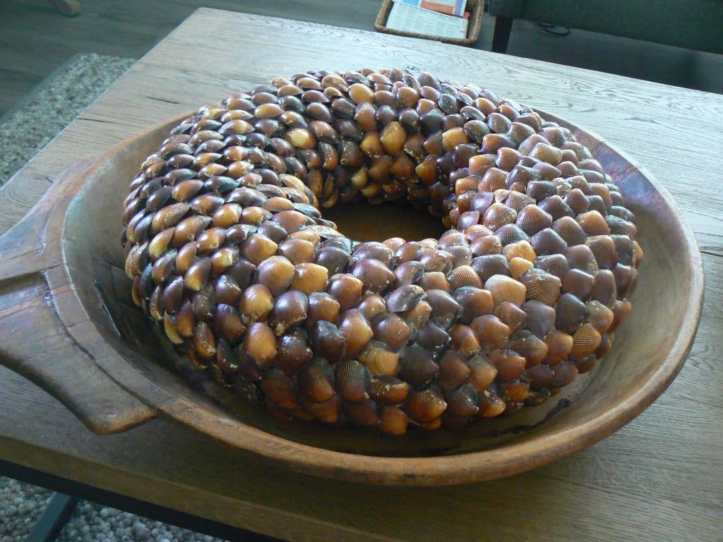 Schelpenkrans schelpen 37.5 cm doorsnee Landelijk Sober, Ophalen, Gebruikt