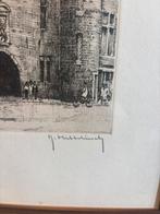 Stadsgezicht met Historische Poort – ets door J. Hummeling, Antiek en Kunst, Kunst | Schilderijen | Klassiek, Ophalen of Verzenden