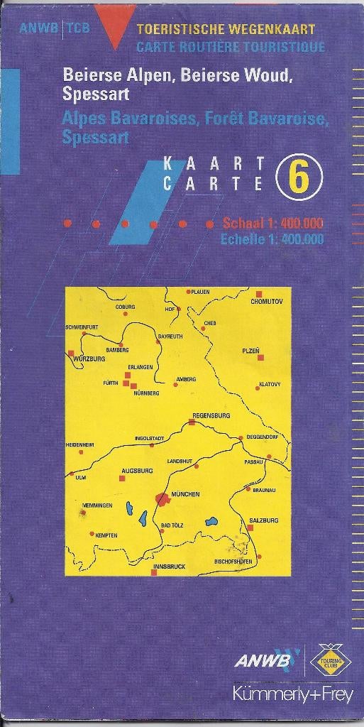 Pl18 plattegrond nr 6 beierse alpen beierse woud spessart, Boeken, Atlassen en Landkaarten, Gelezen, Ophalen of Verzenden, Landkaart