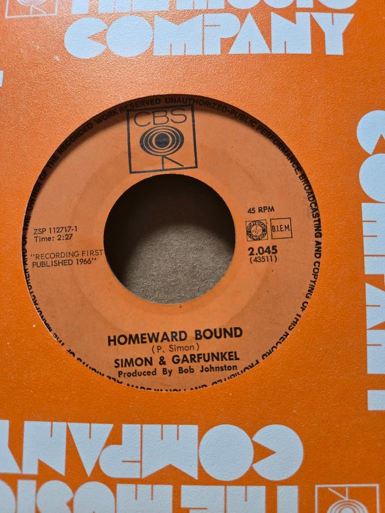 Simon & Garfunkel - Homeward bound, Cd's en Dvd's, Vinyl Singles, Gebruikt, Beschermende buitenhoes, Fotohoes, Single, 1970 - 1979